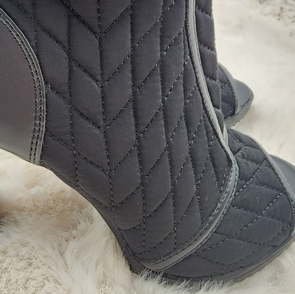 Karl Lagerfeld open toe zip up heeled boots black and silver hardware - Picture 8 of 10